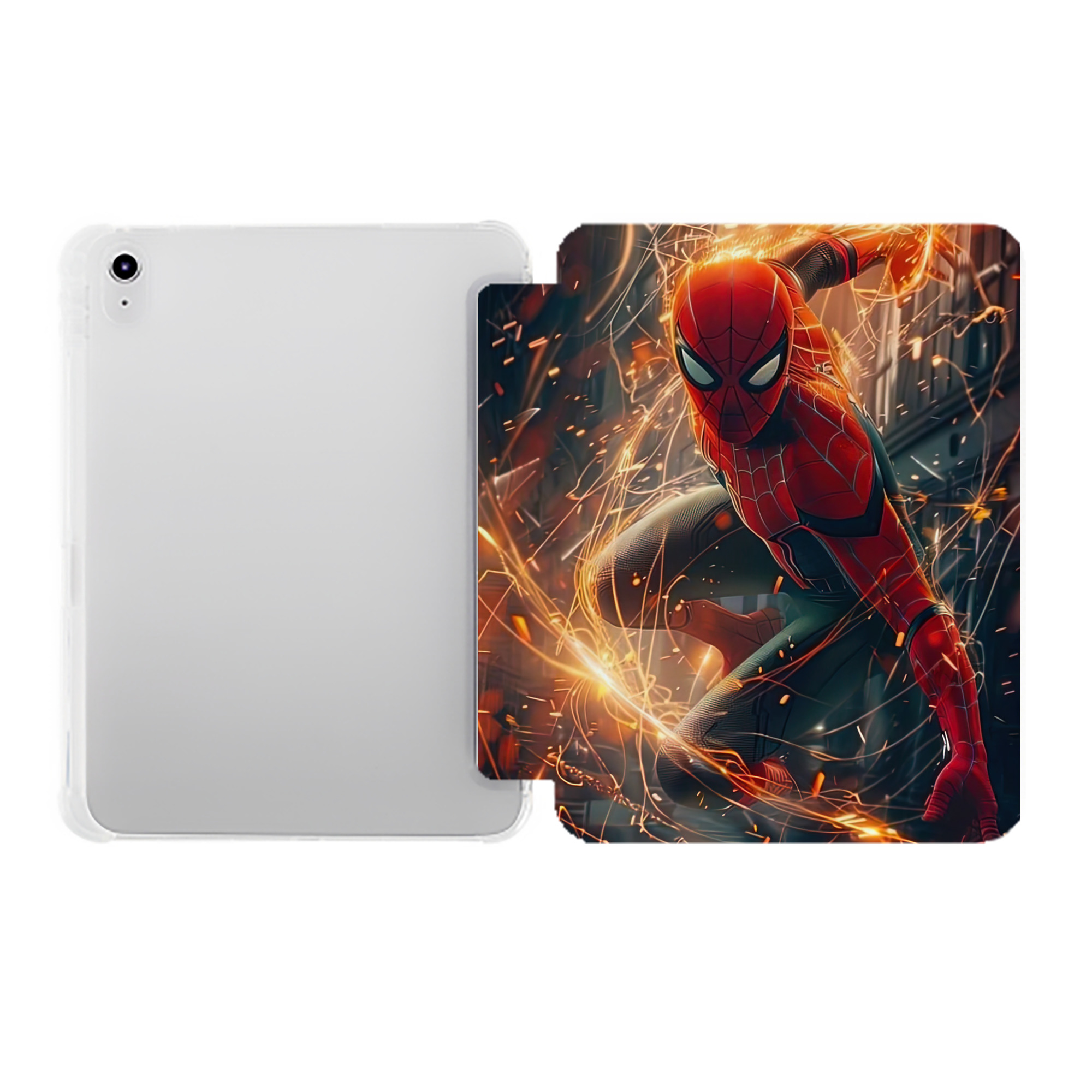 （画像用） Spider Man スパイダーマン IPad ケース ペン収納付き 三つ折りスタンド PUレザー×シリコン 対応機種9.5/10.5/10.9インチ